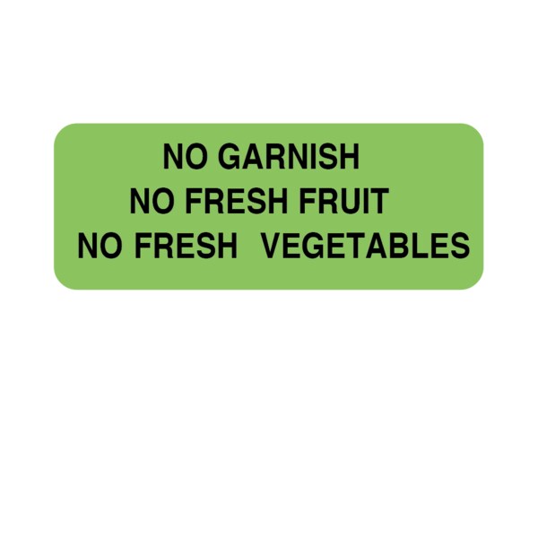 Nevs No Garnish / No Fresh Fruit / No Fresh Vegetables Label 7/8 x 1-5/8" D-2510 - main